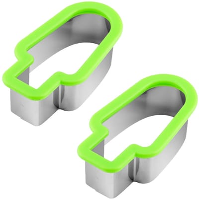 2-stuks watermeloen snijder - ijsblokjesvorm - fruitschaal - watermeloen snijder - verdeler - keukengerei - keukenopbergers - zomerwater meloensnijder - fruitsnijder - groen - 12 x 6,5 cm