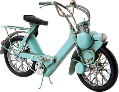 Clayre & Eef Decoratie Miniatuur Motor 27x9x17 cm Blauw IJzer
