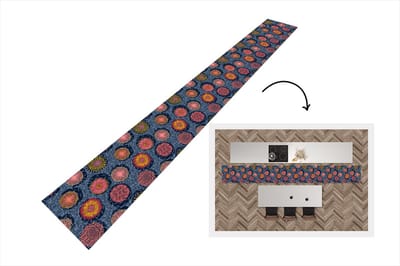 Keukenloper - Keukenmat - Bloemen - Patronen - Stippen - Vintage - 400x50 cm - Keuken vloerkleed