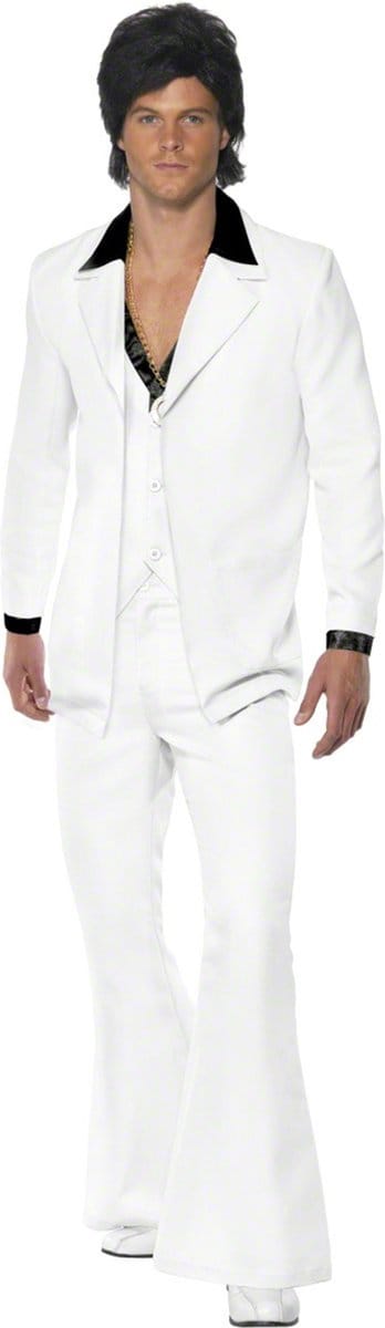 Witte disco 70's feestkleding voor heren | maat XXL