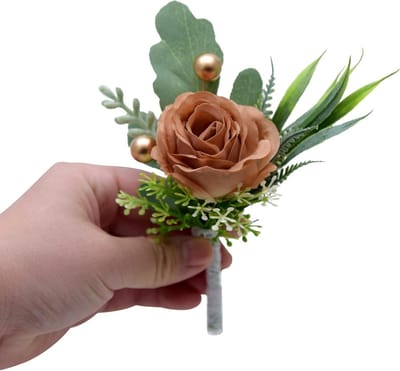 Bruiloft Boutonnieres - Rozen Spelden - Feestelijke Decoratie - Realistische Details - 2 Stuks - Champagne Goud
