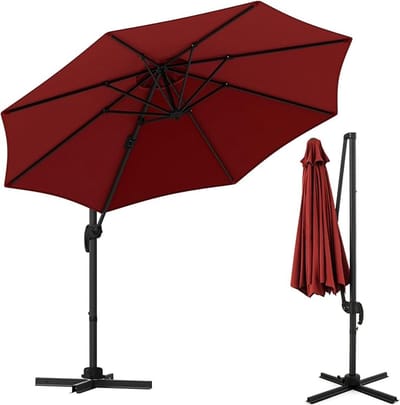 KOMFOTTEU Parasol 300 cm - zweefparasol met aluminium staaf - draaibaar - met 5 verstelbare hoeken - tuinparasol voor tuinen en balkons