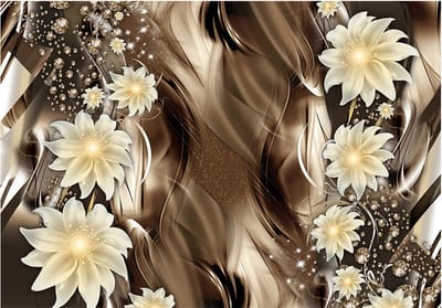 Fotobehangkoning - Behang - Vliesbehang - Fotobehang - Depths of Bronze - Bloemen Luxe - 300 x 210 cm