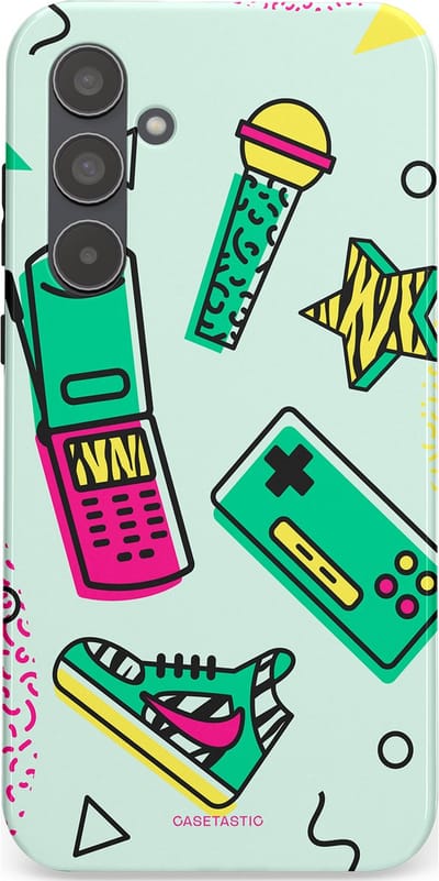 Casetastic Hoesje Geschikt voor Samsung A55 - Stijlvolle Beschermende Duo-layer Case - Retro 80s sneaker
