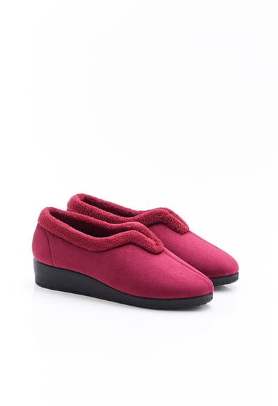 Damart - Thermolactyl pantoffels van velours - Dames - Rood - 37