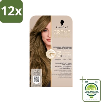 Schwarzkopf - Haarkleuring - Creme Supreme 7-0 - Natuurlijk Donkerblond - 245g - Voordeelverpakking - 12 stuks - Permanente haarkleur - Haarkleur donkerblond