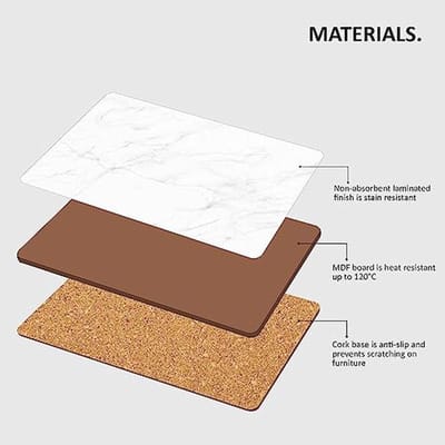 Hittebestendige en waterdichte placemats en onderzetters, set van 6, antislip kurken tafelmatten voor elegant tafelen