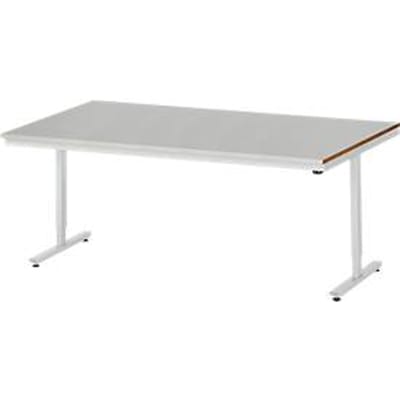 Rau Adlatus werktafel, elektrisch in hoogte verstelbaar, 25 mm MDF-plaat met plaatstalen bekleding, 300 kg, B 2000 x D 1000 x H 720-1120 mm, zilver/grijs