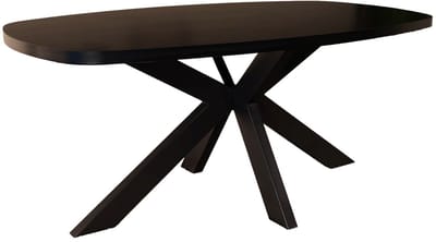 Eettafel Leco deens ovaal 180cm zwart melamine ovale tafel eetkamertafel