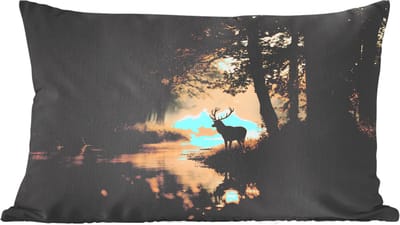 Sierkussens - Kussentjes Woonkamer - 60x40 cm - Hert - Bosbeek - Mystiek