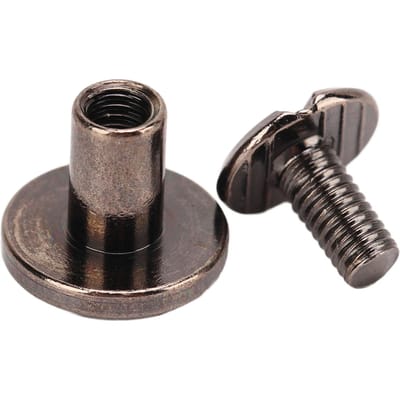 200 Sets Vis Chicago 9.5x8mm DIY Revets Vis Cuivre Tête Ronde Laiton Cuir Revêtement Uniforme noir