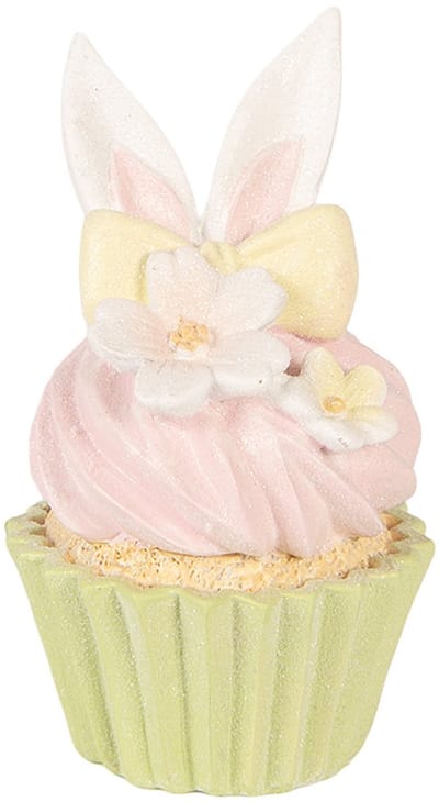 Clayre & Eef Decoratie Beeld Taart Ø 7x13 cm Roze Kunststof