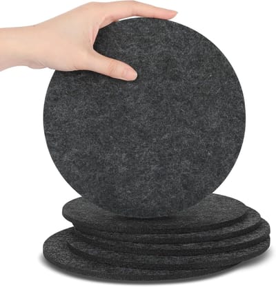 6 stuks groot viltonderzetters vilsmat voor potten, glazen, vazen en schalen - tafelbeschermer tafelonderzetter beschermende mat van robuust vilt (rond Ø 20cm/ antraciet)
