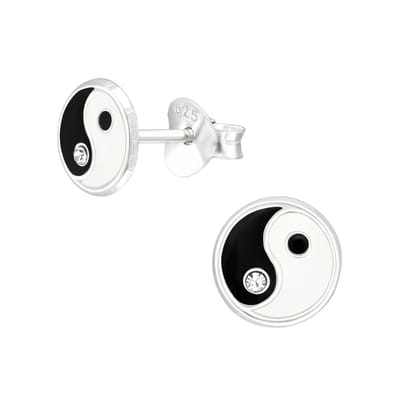 Montebello Oorbellen Yin - 925 Zilver E-Coating - Chinees Teken - ∅6mm
