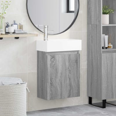 vidaXL - Badkamermeubel - met - kraan - Grijs - Sonoma - 45,5 - x - 22,5 - x - 84 - cm