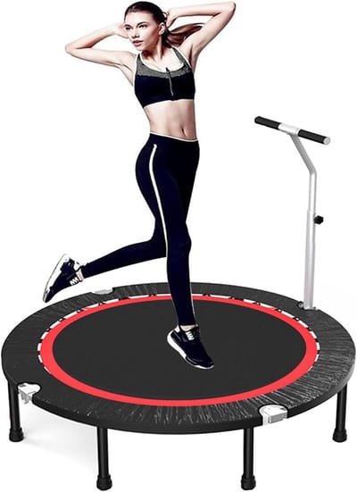 Fitness Trampoline - Indoor Rebounder - Thuistraining Cardio - Hoge Stabiliteits Poten - 122 cm Diameter - Zwart