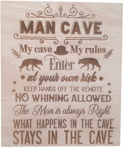 Tekstbord - mancave - overkapping - gelaserd - mannen - vader