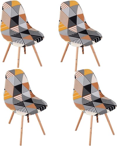 Nordic Dining Chair Covers - Stretch Universal Armless Chair Covers - Removable Washable Chair Covers voor Keuken en Woonkamer (4 Stuks, Gestreepte Driehoek)