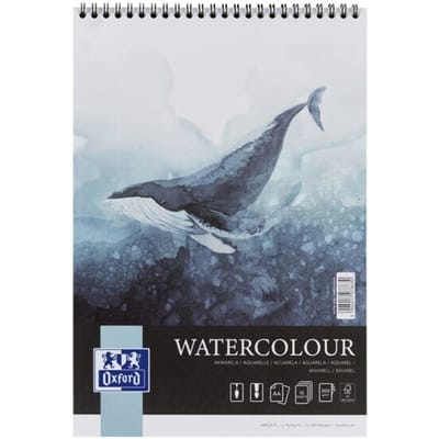 Oxford tekenblok spiraal A4 - tekenen en schilderen met aquarelverf - 10 vel - 300g