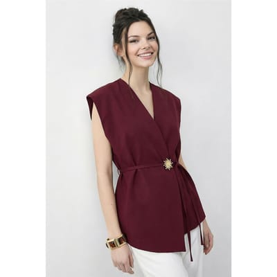 Geknoopte V-Hals Crêpe Gilet