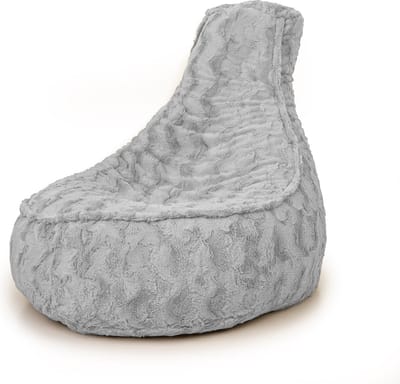 Drop & Sit - zitzak/stoel - stijlvolle bontlook (faux) - grijs - Noa JR - 100 Liter