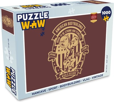 Puzzel Mancave - Sport - Bodybuilding - Vlag - Vintage - Legpuzzel - Puzzel 1000 stukjes volwassenen