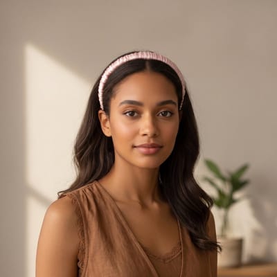 YOSMO Luxe Zijden Diadeem - Blush Roze - Slank en Plat Model - Moerbei Zijde Haarband
