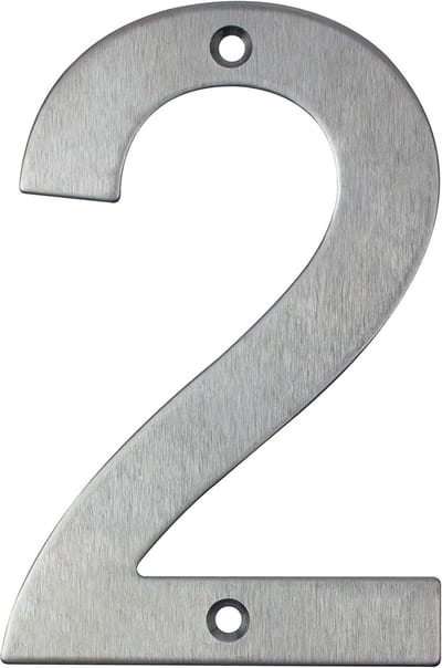 Dailygoods - Roestvrijstalen Huisnummer 100 mm Nr. 2 voor Toegangsdeuren