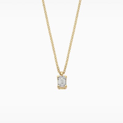 Blush gouden ketting LG3016Y | 14k geelgouden collier met hanger | rechthoekige lab grown diamant in chaton-zetting
