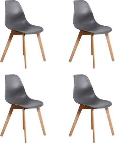 KITO - Eetkamerstoelen - set van 4 eettafel stoelen - grijs