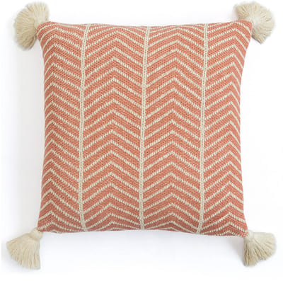 Urbane Hide Aceline Gebreide Kussenhoes - 45x45 cm - 100% Katoen - Sierkussenhoes Dusty Coral - Trendy Woonaccessoire (Zonder Binnenkussen)