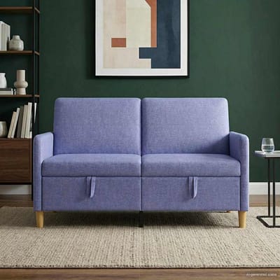 vidaXL - Sofa - met - Opbergruimte - Jeans - Blauw - 152 - x - 78 - x - 87 - cm - Polyester