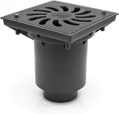 Bodemafvoer Gietijzer - Kanalisatie Afvoer - Buitenafwatering - Geurafsluiter - DN 110 160 mm - Zwart