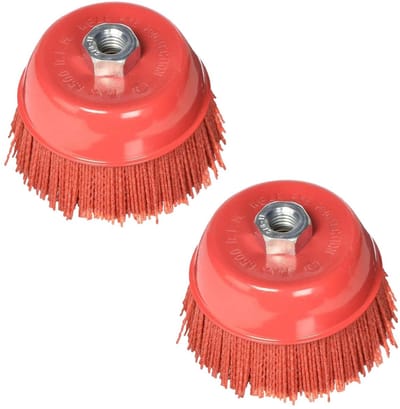 Dailygoods - Roestborstel - Nylon Borstel - Hoogwaardig Staal - Rood - Schuurborstel - Perfect voor Metaalbewerking - 75mm Diameter