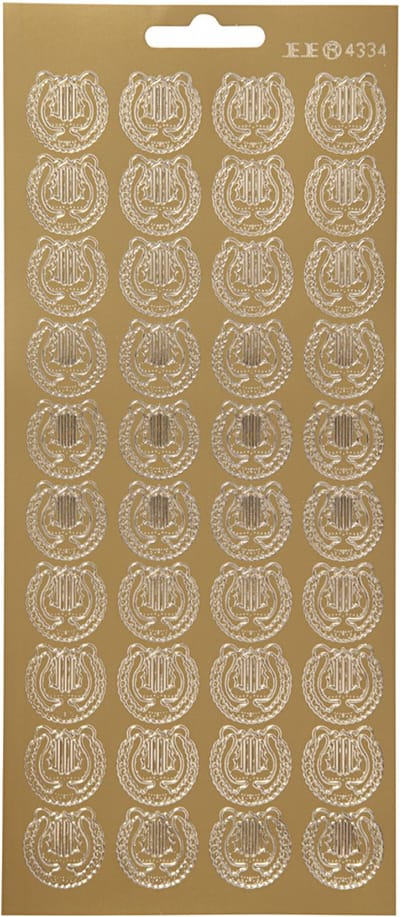 Stickers, lier, vel 10x23 cm, goud, 1 vel