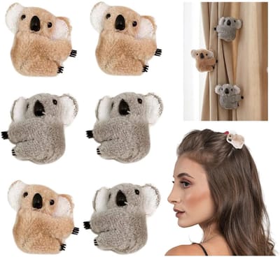 Dailygoods- Haarspelden Pluche Koala - 6 Stuks - Duurzaam - Lichtgewicht - Geschikt voor Kinderen - Geen Haarschade - Perfect Cadeau - Haaraccessoires