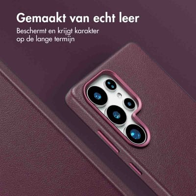 Accezz Hoesje - Geschikt voor Samsung Galaxy S25 Ultra - Magnetische Ring Leather Backcover - Heath Purple