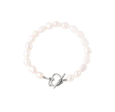 Goudlief Armband parel hart - Sluiting - Goud - Stainless Steel - Verkleurt niet - Cadeau - Goudlief.nl