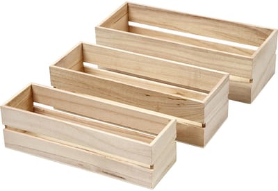 Fruit krat, H: 6,5+7+7,5 cm, L: 22+23,5+25 cm, B: 7+8,5+10 cm, 3 stuk/ 1 set