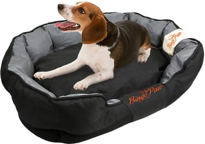 BingoPaw Hondenbed XL - Waterdichte Hondenbanken - Afneembare Wasbare Puppymandkussen - Krasbestendige Oxfordstof - Voor Grote Honden - Zwart - 105X80cm