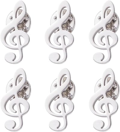 6 stuks muzieknoten speld zilver/goud elegante touch broche 304 roestvrij staal revers achterkant muziekliefhebbers broche speld voor muziekfeest hoed pak stropdas sjaals decoratie