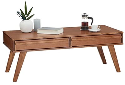Salontafel met 2 laden in Scandinavische stijl - Elegante bijzettafel van massief grenen
