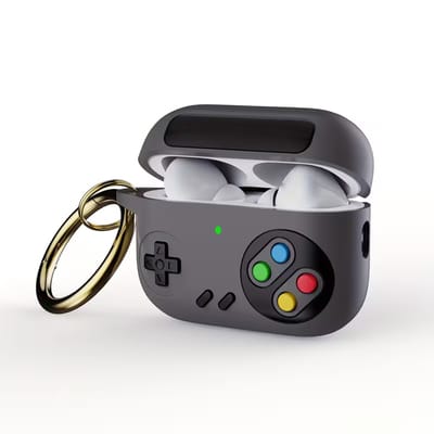 okido - Retro Gaming Hoesje geschikt voor Airpods Pro 3 - Silliconen case Donker Grijs voor Airpods - Console - Case geschikt voor Apple AirPods Pro 3 - Airpods Nintendo Hoes