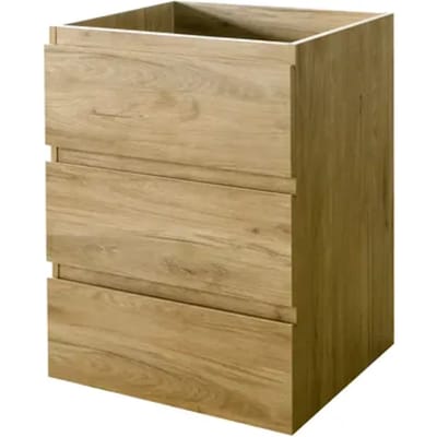 Aquazuro Wastafelonderkast Napoli 59cm - Asgrijze Eik - Met 3 Lades - 59,4x75x47,5cm