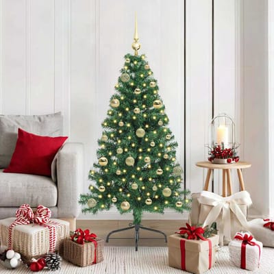 vidaXL - Kunststof - Voorverlichte - Kerstboom - met - 150 - LED - Groen - 150 - cm - PVC
