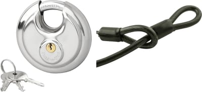 Staalkabel met 90mm discusslot - 3m kabel - geplastificeerd - extra dik 20mm - kabelslot motor
