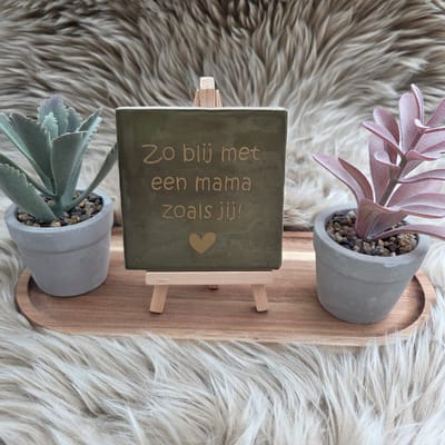 Robuust wenstegeltje – Zo Blij met een Mama zoals Jij – 10x10 cm – Lief Cadeau voor Moederdag, Mama's Verjaardag of Zomaar voor Mama – Wanddecoratie – Trendy nu