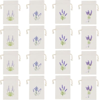 Set van 16 Lege Lavendelzakjes met Trekkoord voor Geurige Lavendel, Specerijen en Aromatische Kruiden
