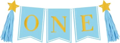 High chair banner - First birthday boy