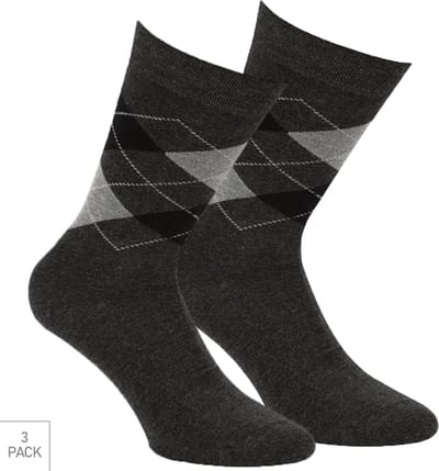 Boru Bamboo - 3-Pack - Geruite Sokken - Bamboe - Hypoallergeen - Heren / Dames - antraciet - 35-38 - 2325